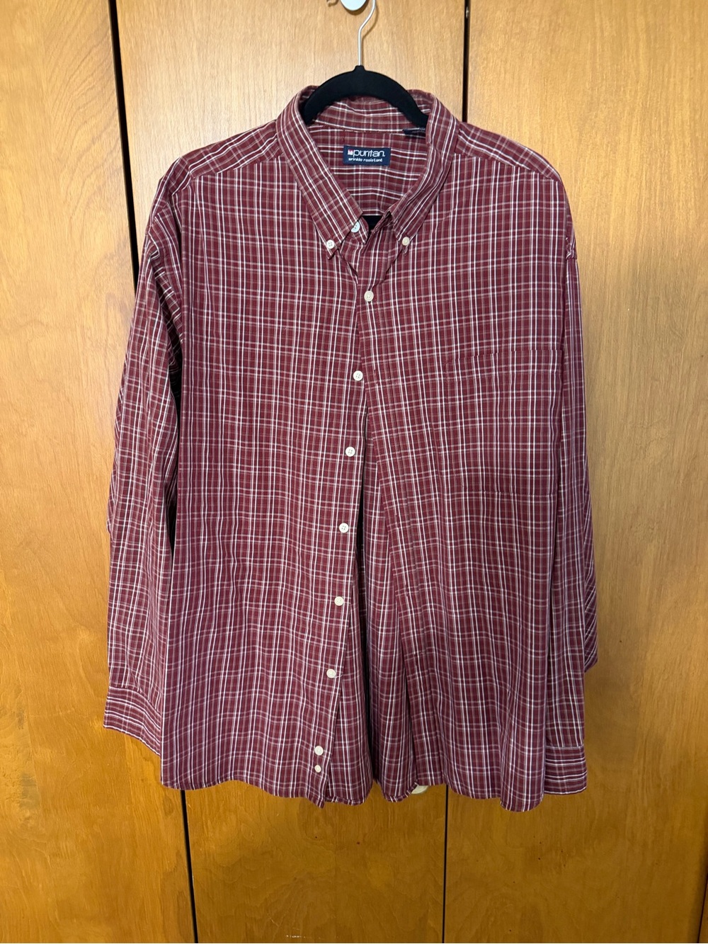 Puritan Men's Maroon Plaid Button-Down Shirt